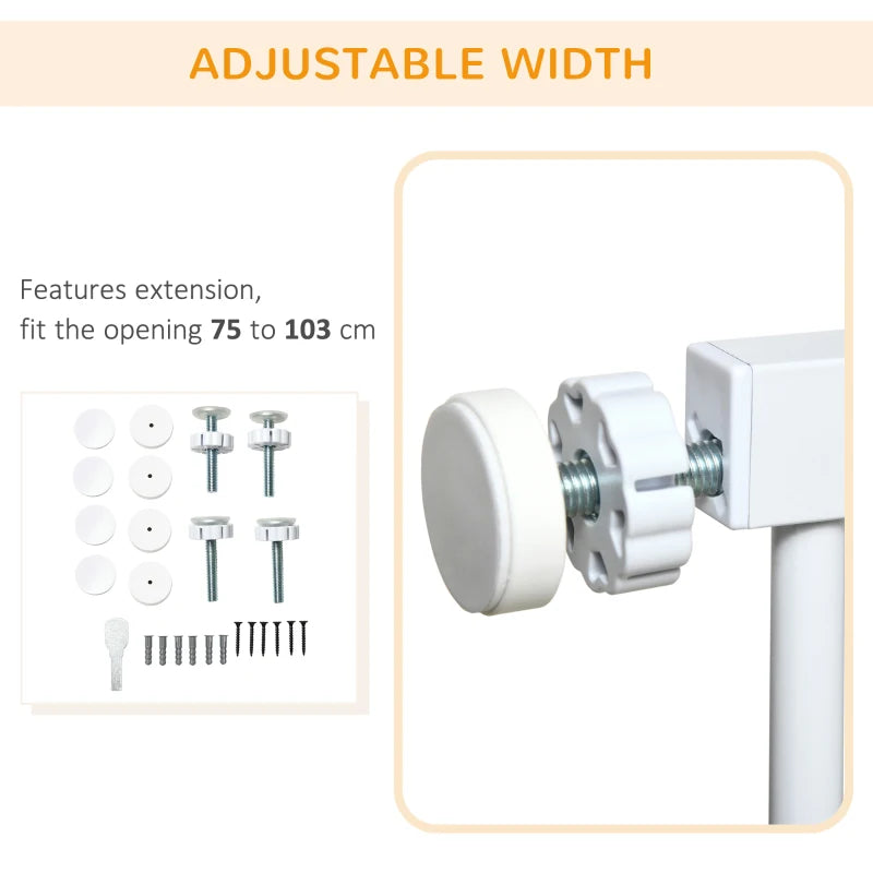 29.5"-40.6" Metal Pet Gate, Dog Gate with Auto Closing Door, Double Locking, for Doorways, Stairs, Hallways, White