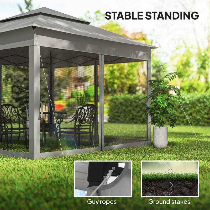 11' x 11' Pop Up Canopy 2-Tier Soft Top Shelter Event Tent w/ Netting Carry Bag for Patio Backyard Garden, Dark Grey