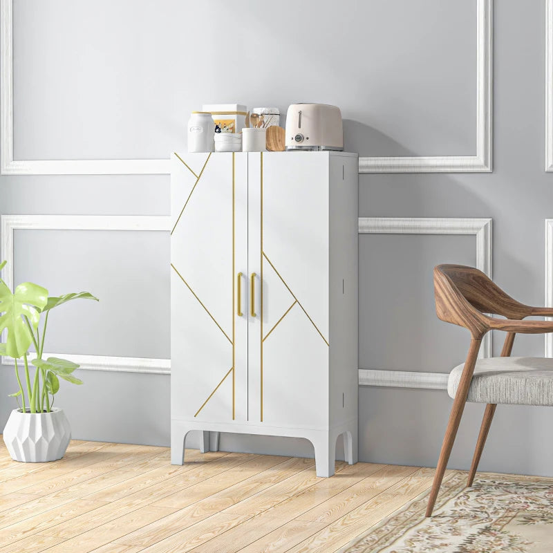 44" Storage Cabinet, 2-Door Kitchen Pantry Cabinet with 4-tier Shelving, 8 Spice Racks and Adjustable Shelves