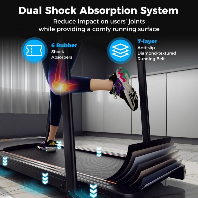 2.5 HP Walking Treadmill with Long Handrails for Seniors-Black
