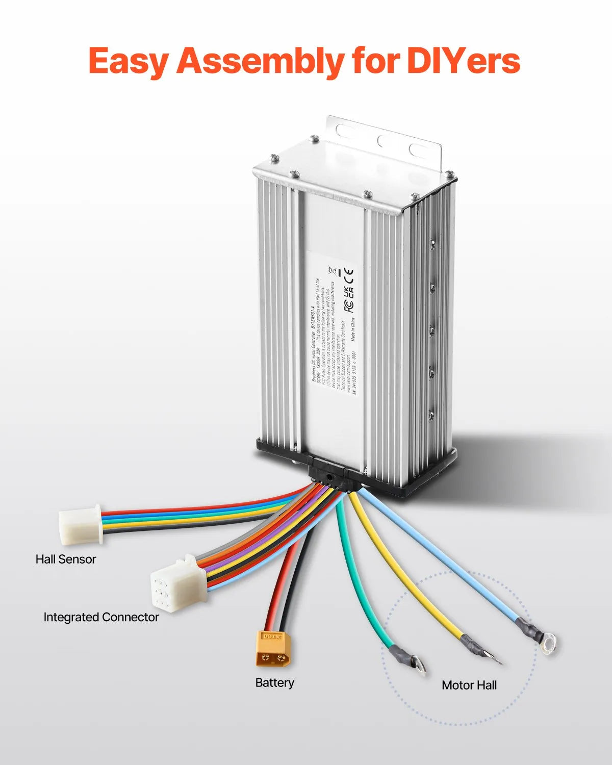 VEVOR 1800W Electric Brushless DC Motor Kit 48V 4500rpm with Upgraded Controller