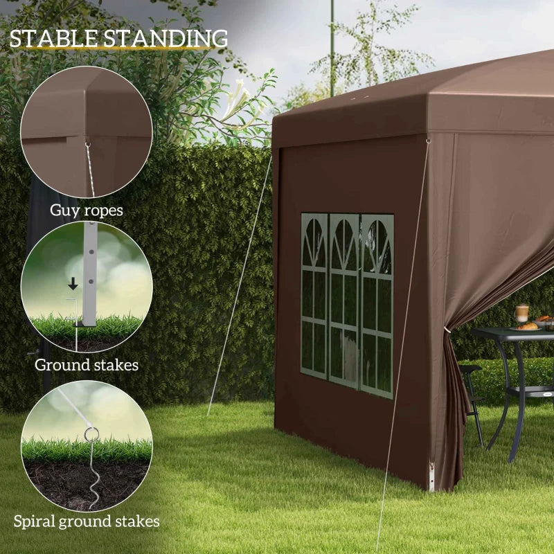 10'x10' Outdoor Pop Up Party Tent Wedding Gazebo Canopy with Carrying Bag (Coffee)
