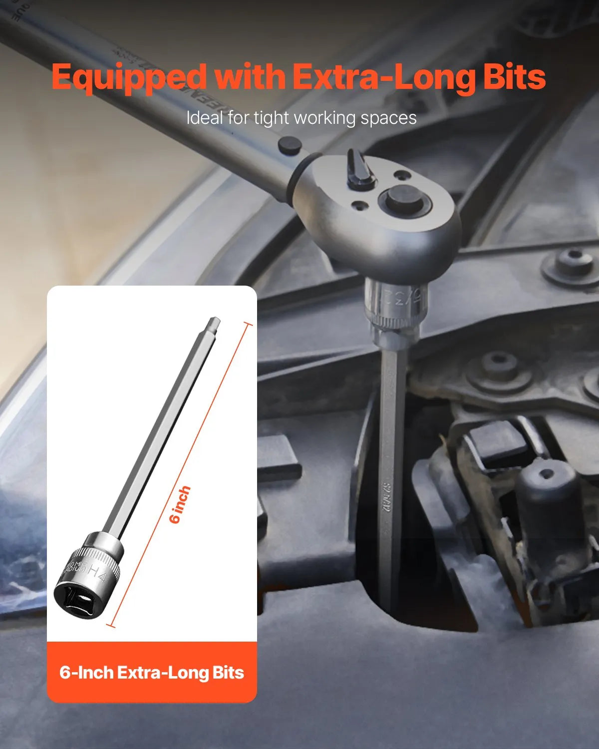 Extra Long Allen Hex Bit Socket Set 18-Piece 3/8 inch Drive S2 Alloy Steel Cr-V