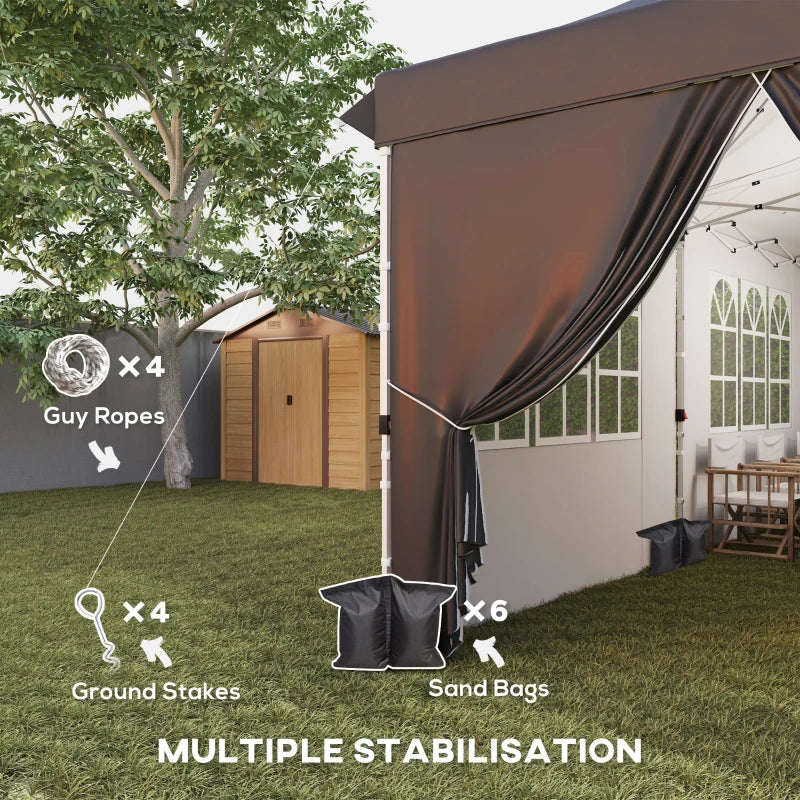 20x10 Pop Up Canopy with 6 Removable Sidewall, Carry Bag and 6 Sand Bags, Height Adjustable Instant Sun Shelter, Grey