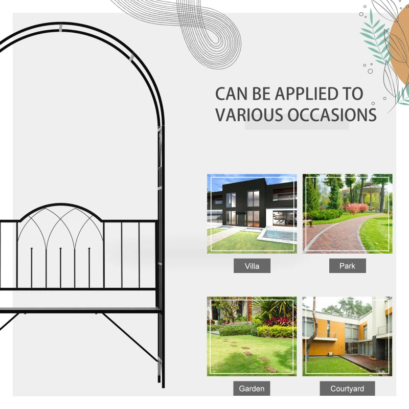 43" Garden Arbor Bench Trellis for Vines Climbing Plant Outdoor Decor Arch- Black