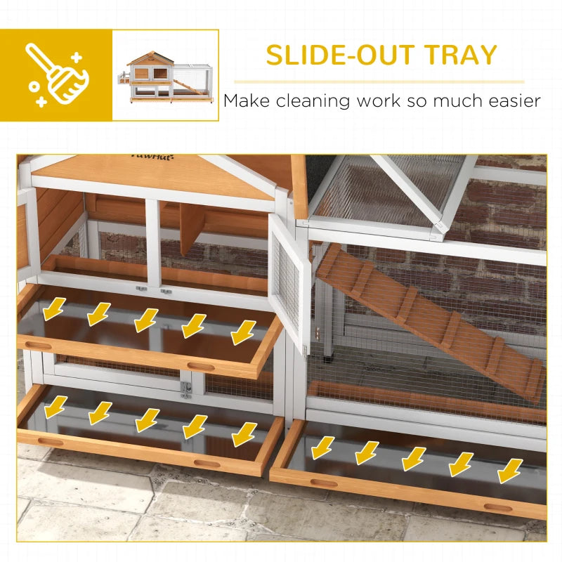 65" Wooden Rabbit Hutch, Pet Playpen with Openable Roof, Storage Box, for Rabbits and Small Animals, Yellow