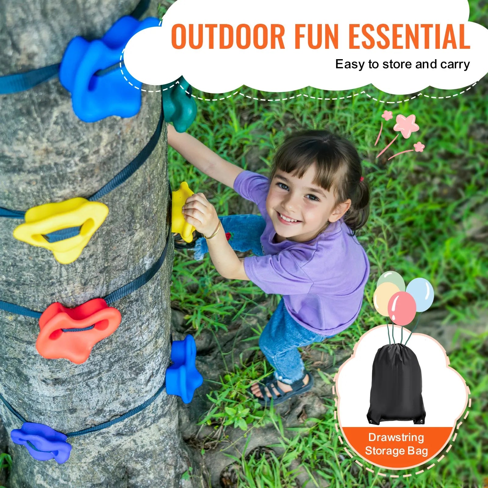 VEVOR Ninja Tree Climbing Kit 20 Tree Climbing Holds 6 Ratchet Straps Outdoor