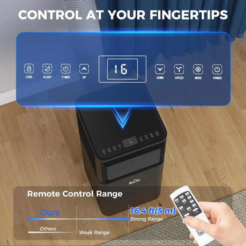 10000 BTU Portable Air Conditioner with Fan & Dehumidifier Mode, Quiet AC Unit with Remote Control, 24-Hour Timer, Black