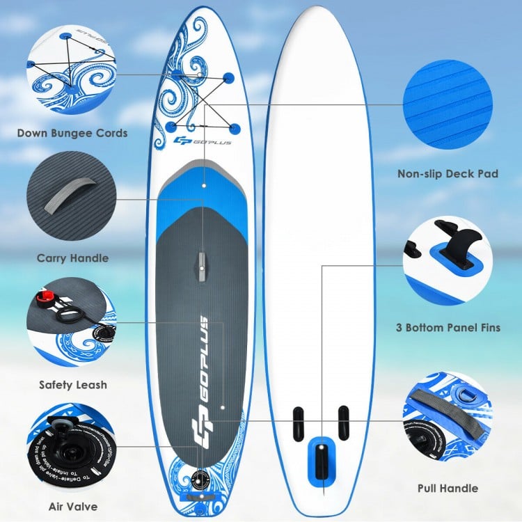 10.6-Feet Inflatable Adjustable Paddle Board with Carry Bag