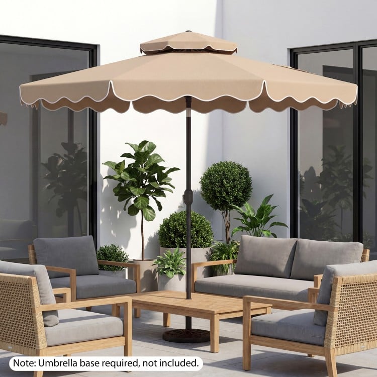 10 Feet Patio Umbrella with Push Button Tilt and Crank-Coffee