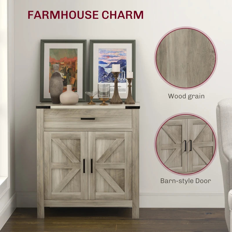 Sideboard Buffet Cabinet, Farmhouse Kitchen Storage Cabinet w/ Drawer and Shelf for Living Room, Entryway