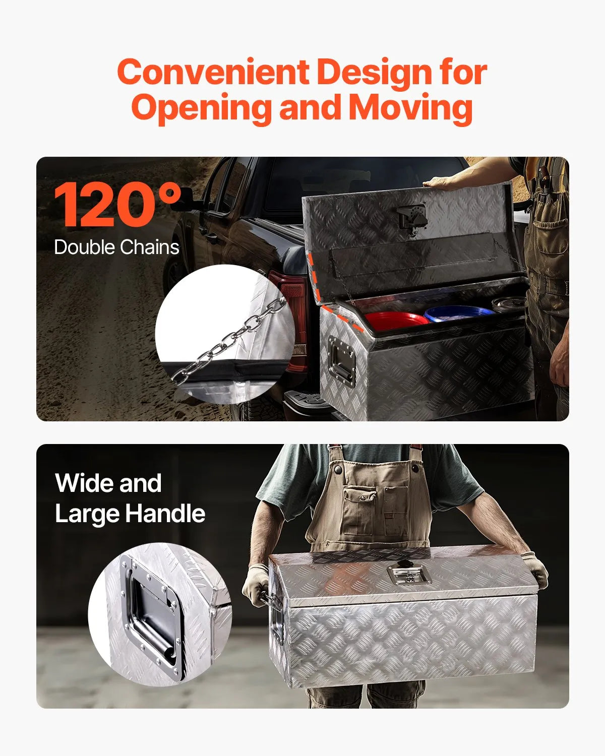 VEVOR 30"x13"x13" Heavy Duty Aluminum Truck Bed Tool Box for Pickup RV Silver