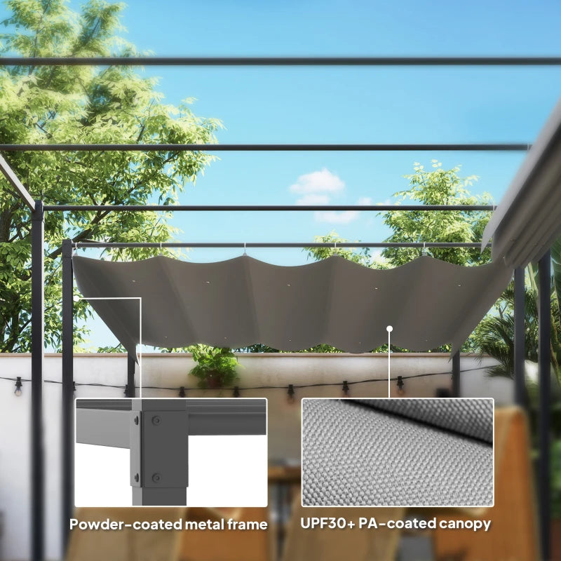 10' x 10' Outdoor Gazebo, Retractable Pergola Canopy with Magnetic Fixture, UPF30+ Metal Pergola Kit, Grey