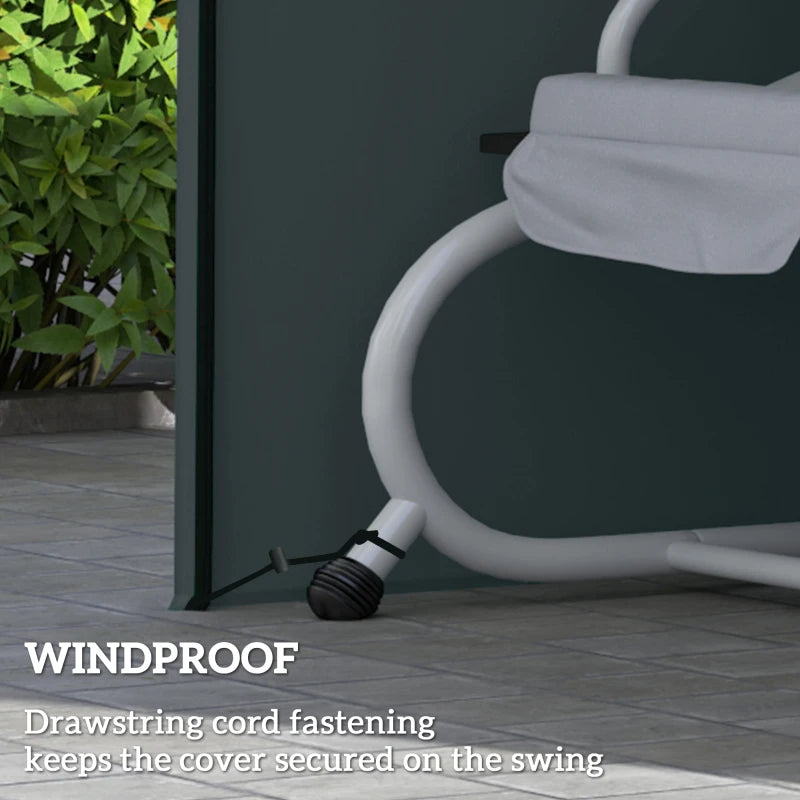 3 Seater Garden Swing Cover, Waterproof 420D Outdoor Swing Bench Cover with Zip, Windproof and Anti-UV, Grey
