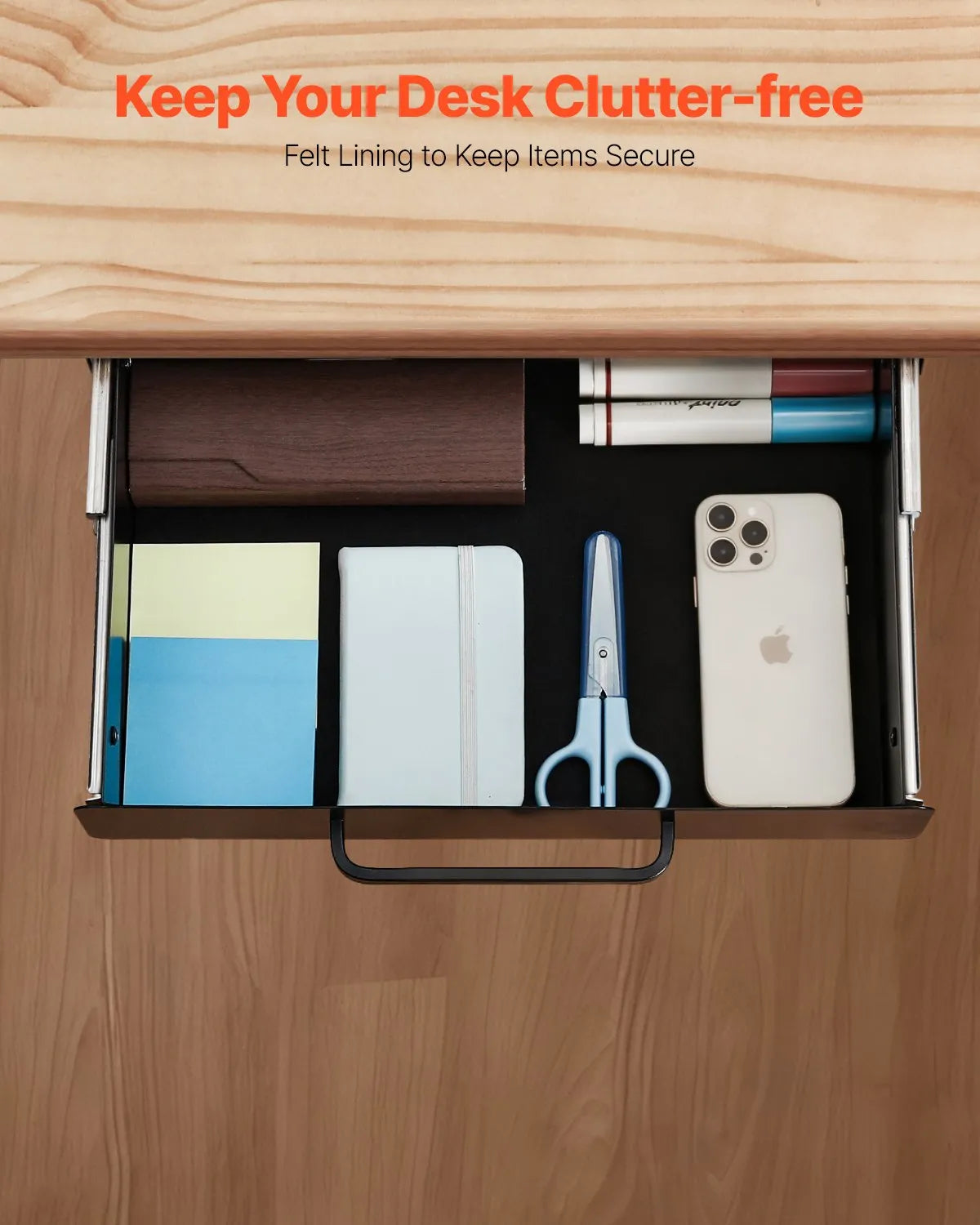 VEVOR 13" Under Desk Drawer Organizer Slide-out Drawer Space Saver Home Office