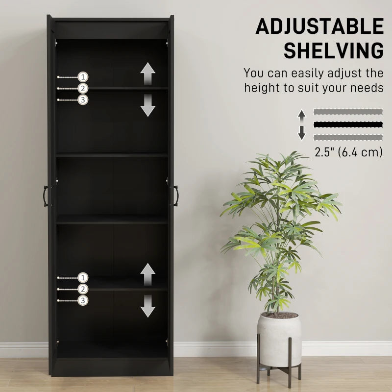 69" Tall Pantry Cabinet with Adjustable Shelves, Modern Kitchen Pantry Cabinet with Soft Close Doors, Black