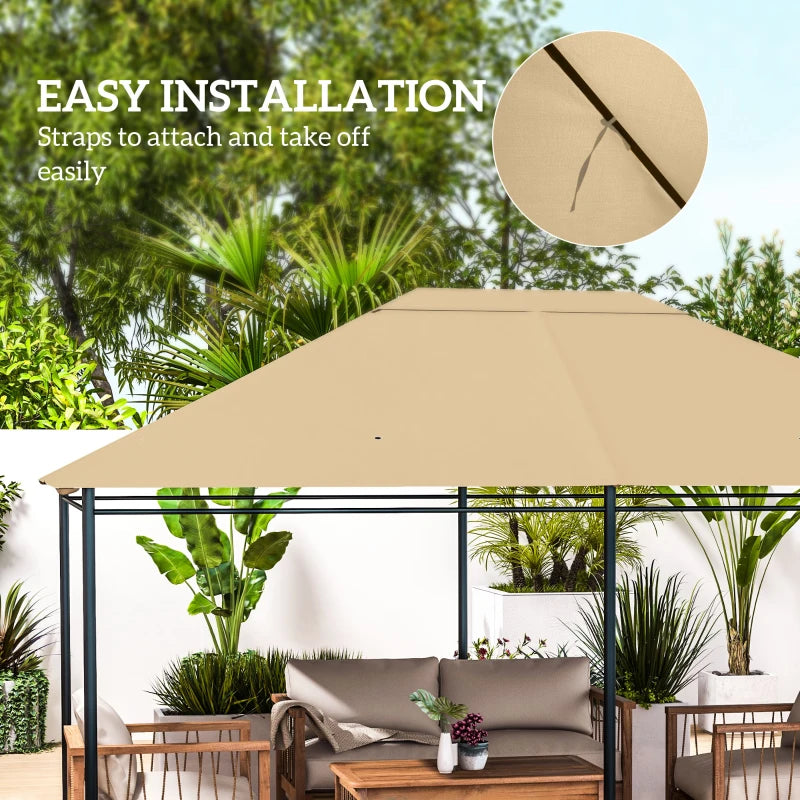 10' x 13' Gazebo Replacement Canopy Cover, Gazebo Roof Replacement (TOP COVER ONLY), Khaki