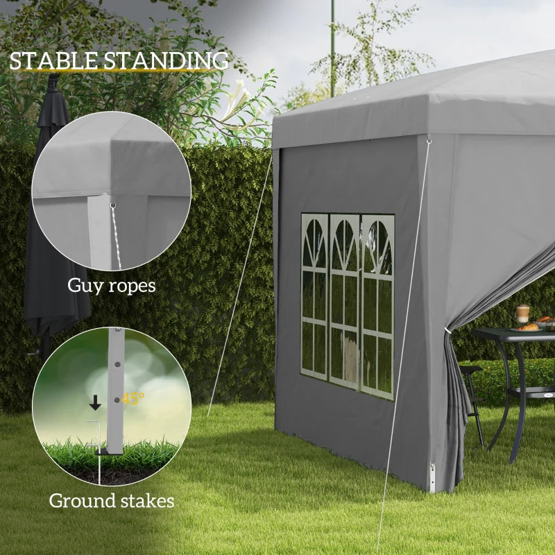 10'x10' Outdoor Pop Up Party Tent Wedding Gazebo Canopy with Carrying Bag (Light Grey)