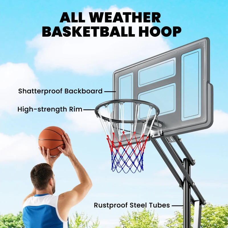 Soozier Basketball Hoop, 7.7 FT to 10 FT Adjustable, Portable Basketball Goal with 43'' Shatterproof Backboard,Fillable Base
