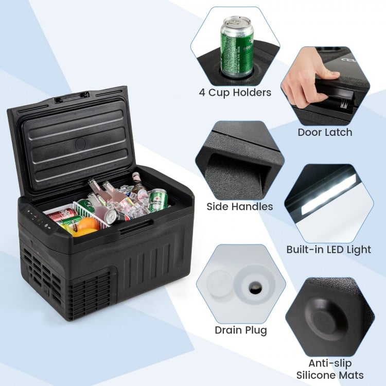 12 Volt Car Refrigerator with Adjustable Range and Divider for Camping RV Travel Fishing Home-S