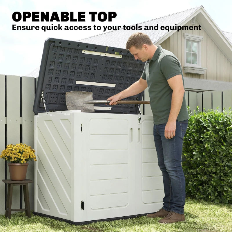 35 Cu.Ft Outdoor Storage Cabinet, Waterproof HDPE Outdoor Storage Shed with Lockable Doors and Openable Top