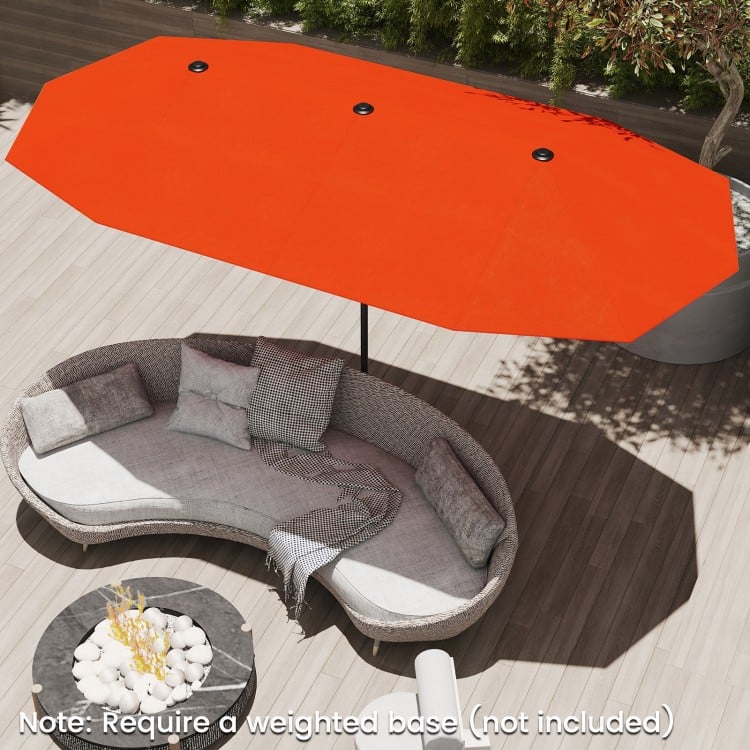 13 FT Large Patio Umbrella Outdoor Double-Sided Table Market Umbrella with Crank Handle-Orange