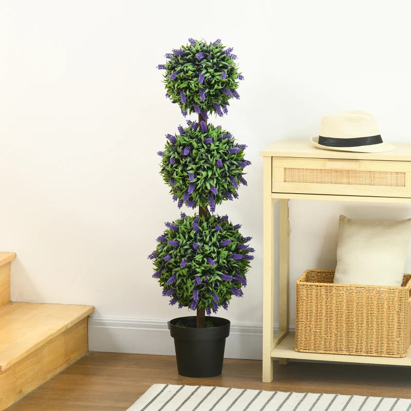 3.5ft Set of 2 Artificial Plants, Lavender Flowers Ball Trees with Pot, for Home Indoor Outdoor Decor