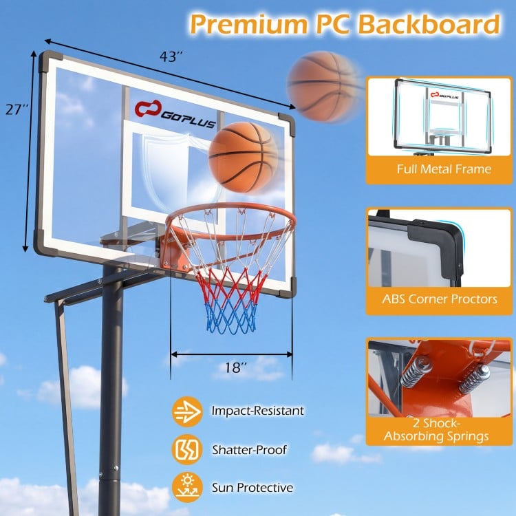 10 Feet Portable Basketball Hoop Outdoor for Adults