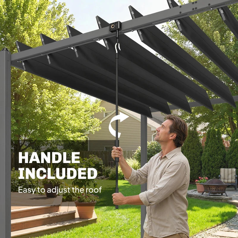 10' x 19' Louvered Pergola with UPF50+ Adjustable Roof and Aluminum Frame, Outdoor Pergola Gazebo, Dark Grey