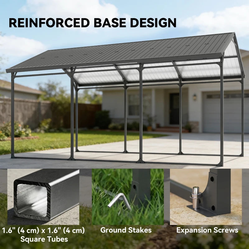 10 x 15ft Metal Carport, Heavy-Duty Carport Canopy with Reinforced Steel Frame & Roof, All-Weather Protection