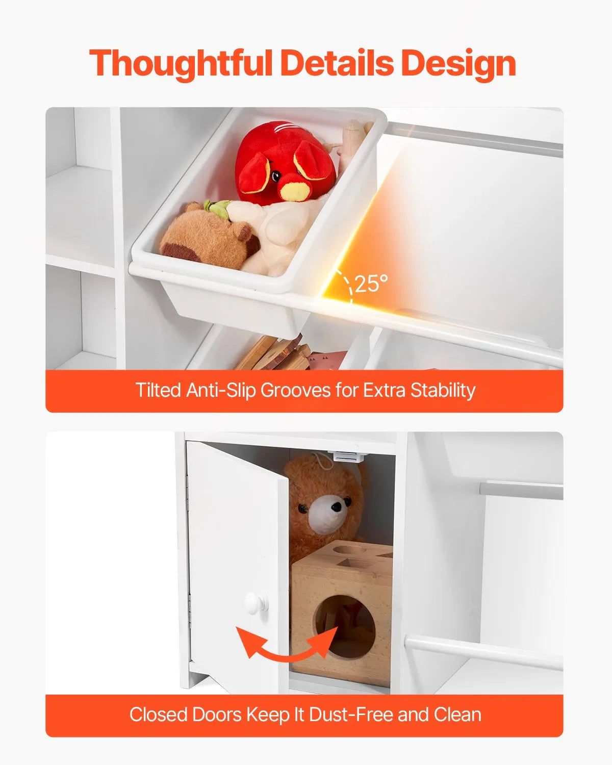 VEVOR 4-Tier Large Kids Toy Storage and Bookshelf with 8 Plastic Bins White