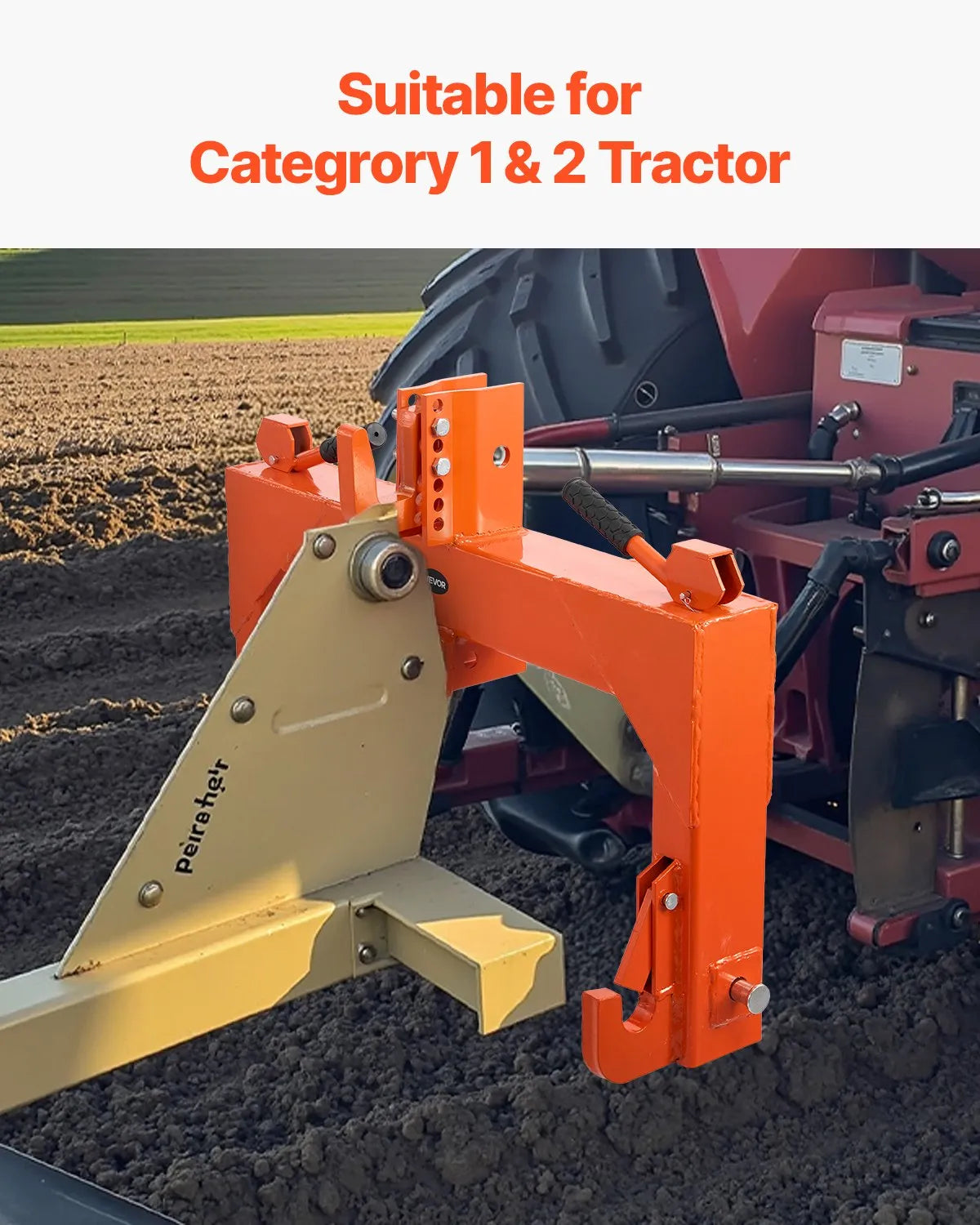 VEVOR 3-Point Quick Hitch 2" Receiver Fit Category 1 & 2 Tractor 3000lb Orange