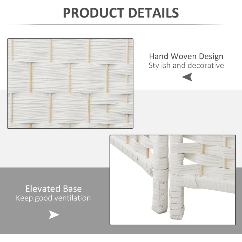 6ft Folding Room Divider, 6 Panel Wall Partition with Wooden Frame for Bedroom, Home Office, White