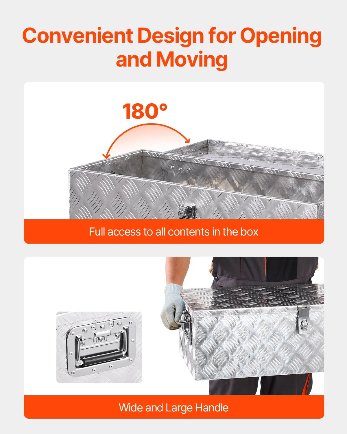 VEVOR 30"x13"x9.6" Heavy Duty Aluminum Truck Bed Tool Box for Pickup RV Silver