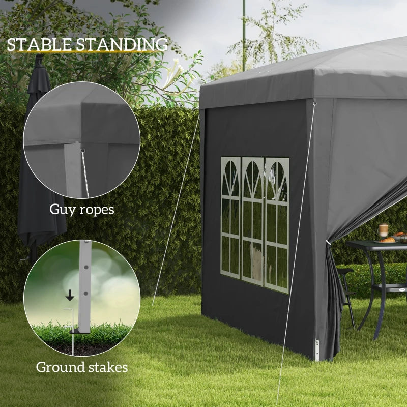 10'x10' Outdoor Pop Up Party Tent Wedding Gazebo Canopy with Carrying Bag (Grey)