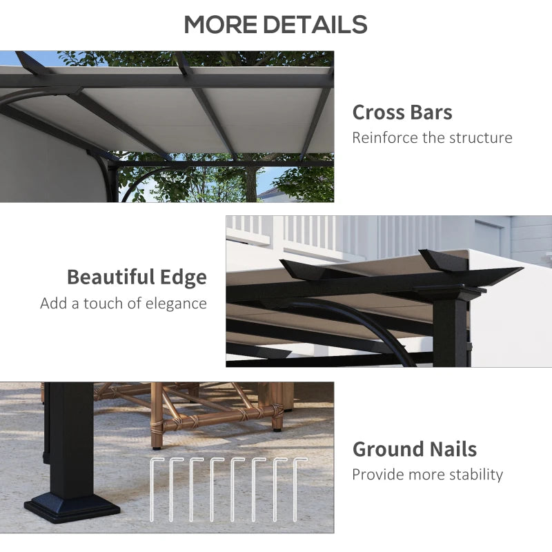 10' x 10' Outdoor Pergola Patio Gazebo Canopy Sun Shelter, Steel Frame, White