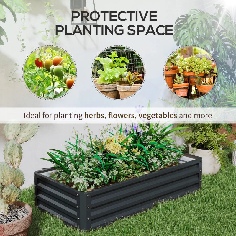 4' x 2' x 1' Raised Garden Bed, Set of 2 Galvanized Planter Box for Vegetables, Flowers, Herbs, Grey