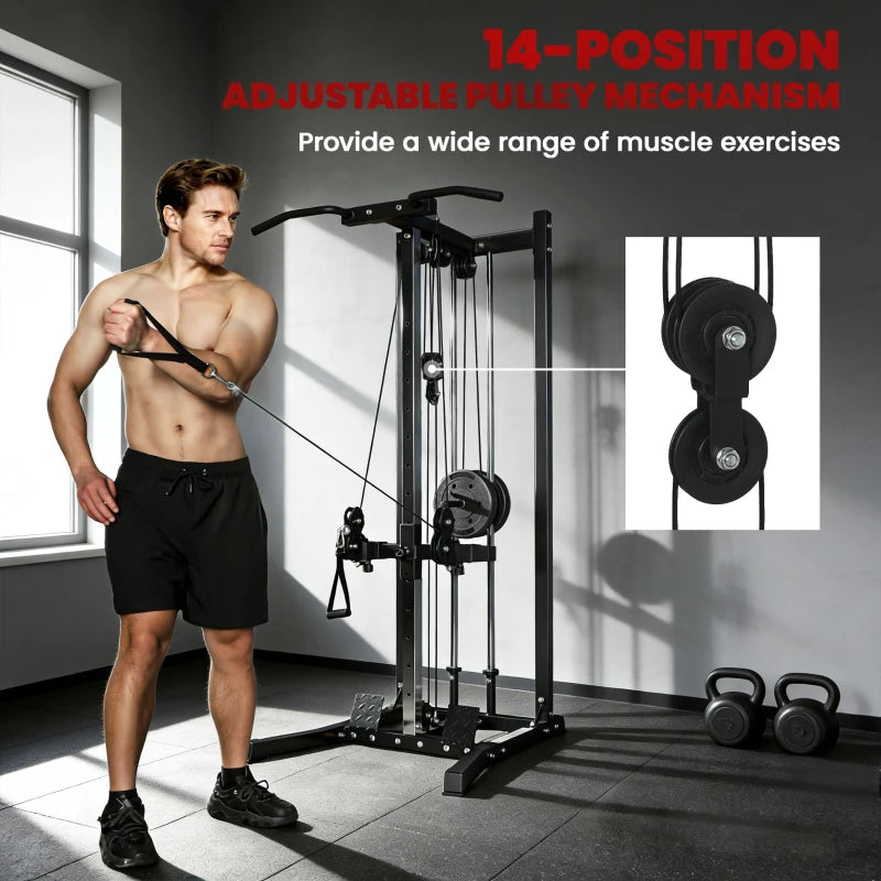 Soozier Cable Station Dual Pulley System with Pull up Bar and 14 Adjustable Positions