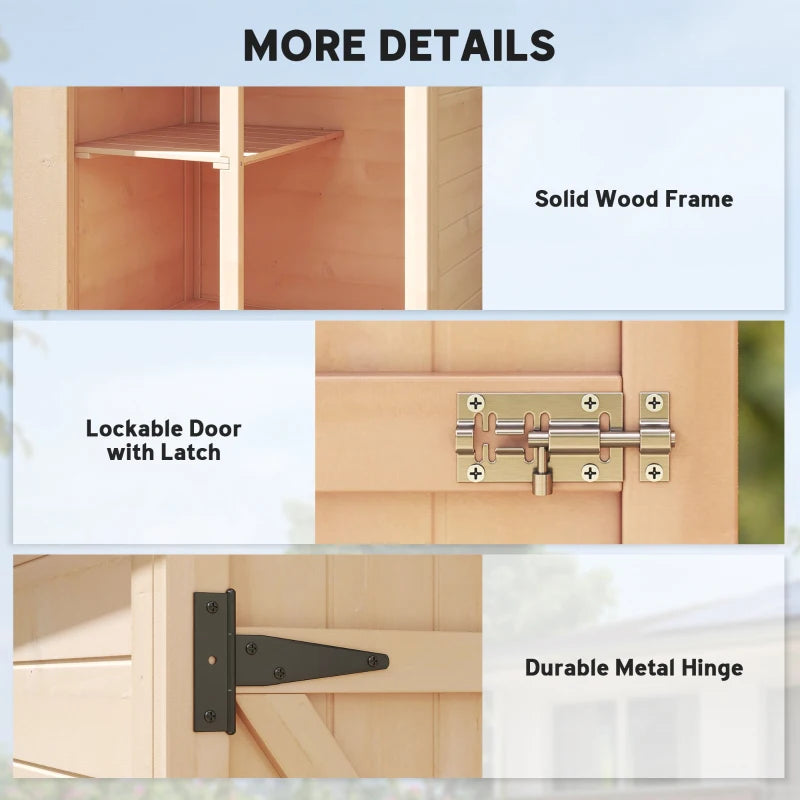 29.9"x21.7"x45.3"Garden Storage Shed with Asphalt Roof, Outdoor Storage Cabinet w/ Shelves, Natural