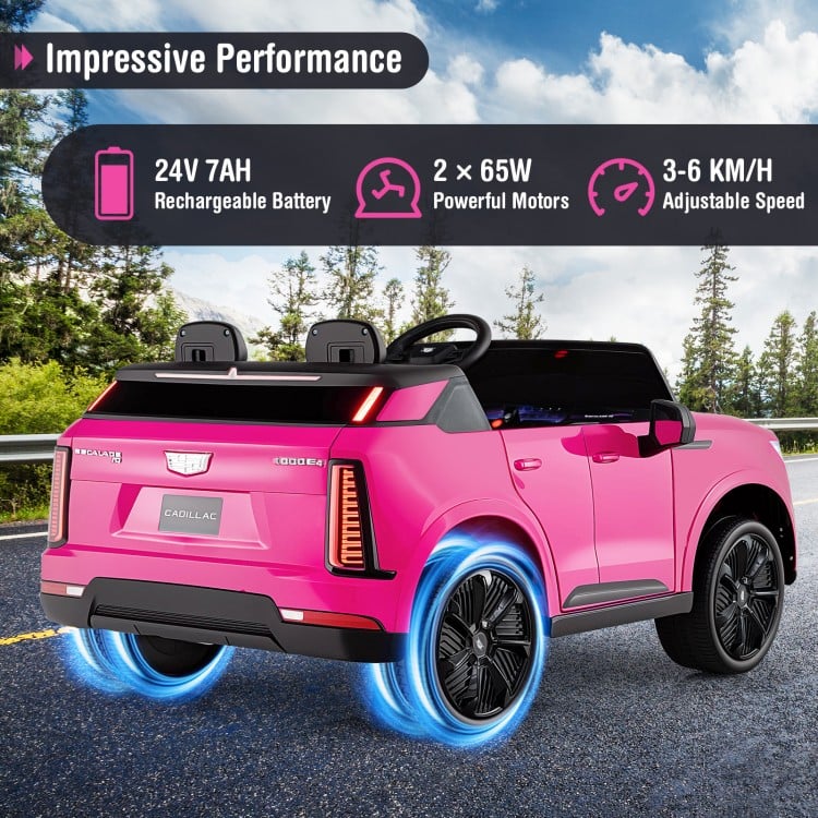 24V Ride on Truck 2-Seater Licensed Cadillac with Remote Control-Pink