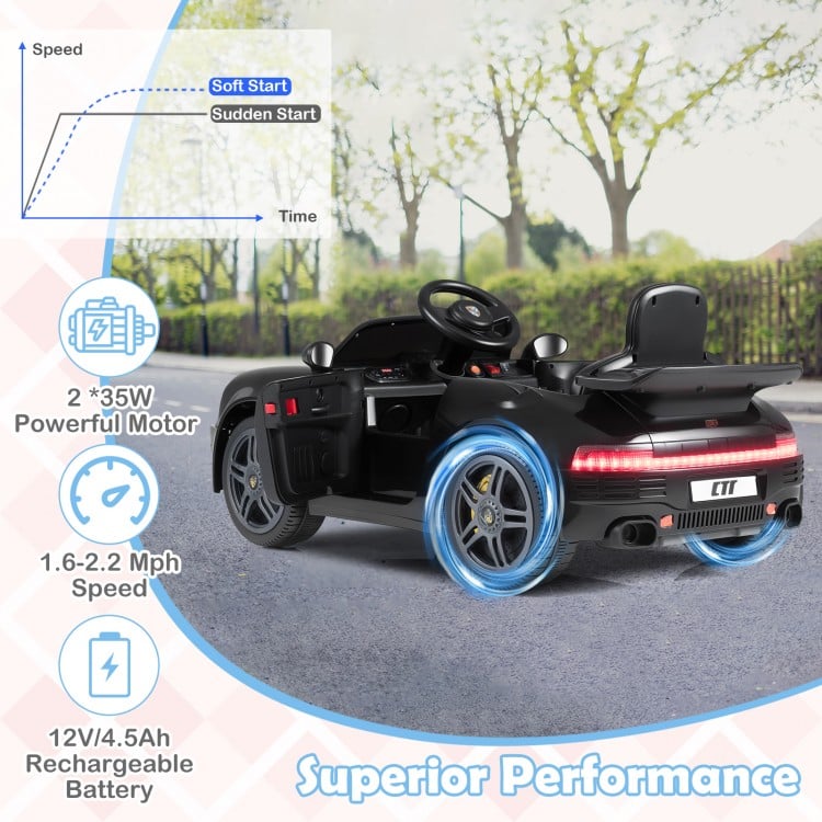 12V Electric Ride On Car Licensed RUF CTR with Remote Control and Music-Black