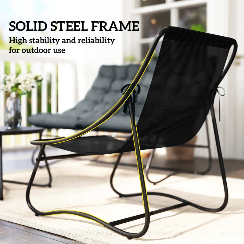 4 Piece Patio Furniture Set, Outdoor Furniture Conversation Set with Loveseat, Chairs Round Metal Table, Cushions, Grey
