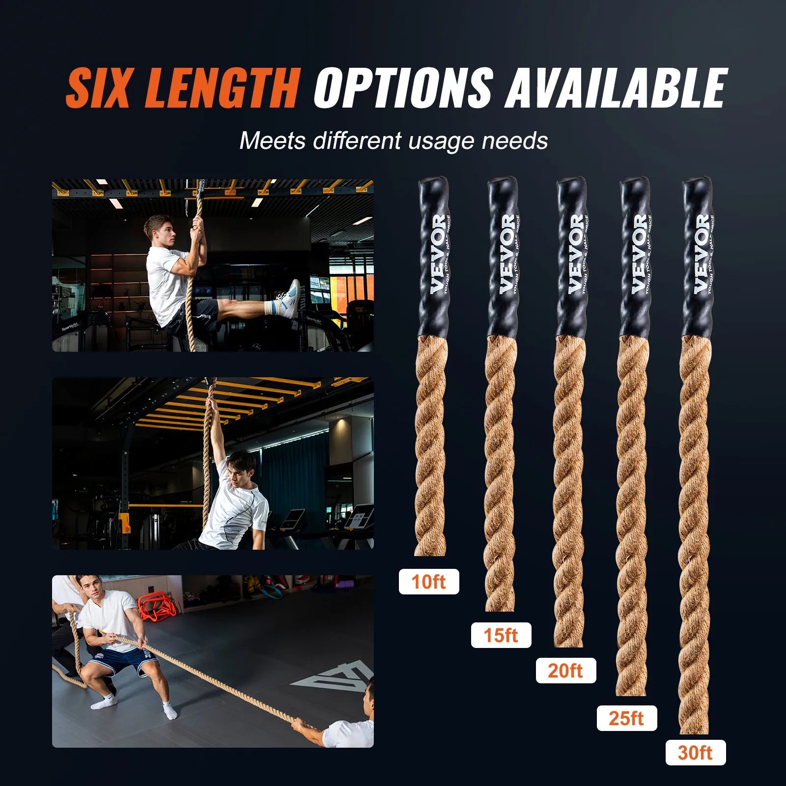 VEVOR 1.5"x25FT Gym Climbing Rope Fitness Strength Training Rope Home Exercise