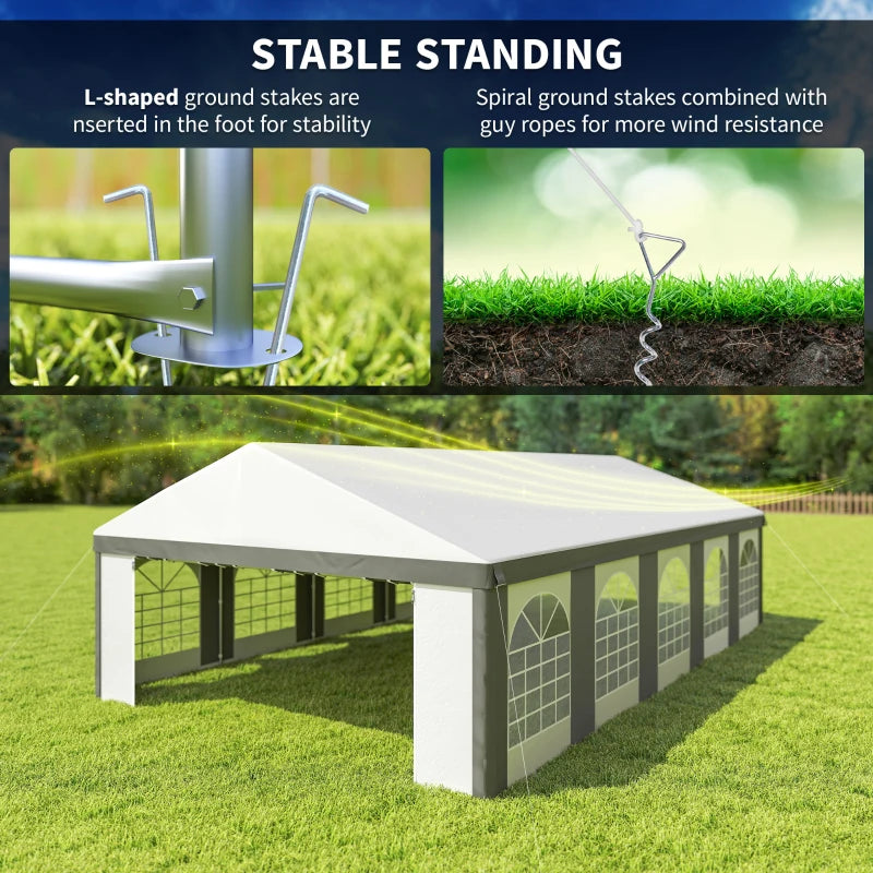20'x33' Heavy Duty Large Party Tent Event Tent with Removable Sidewalls, for Weddings, Parties, Carports, Grey