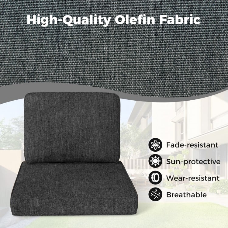 2-Pack Outdoor Patio Cushion Set with Removable Covers-Gray