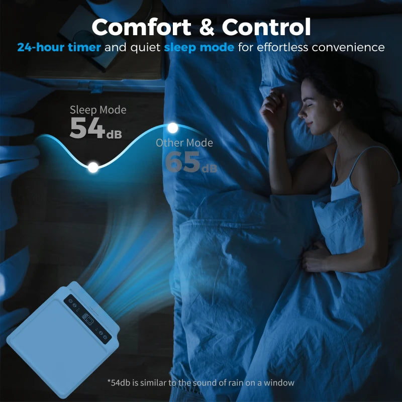 10,000BTU Mobile Portable Air Conditioner with Cooling, Dehumidifier, 2 Speed Fans, 24-Hour Timer for Bedroom, White