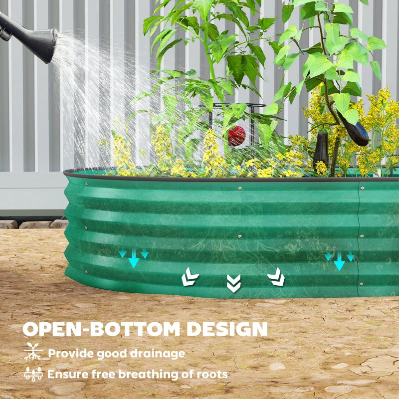 7' x 3' x 1' Large Outdoor Planter Box, Galvanized Raised Garden Bed with Metal Plant Stake, Green