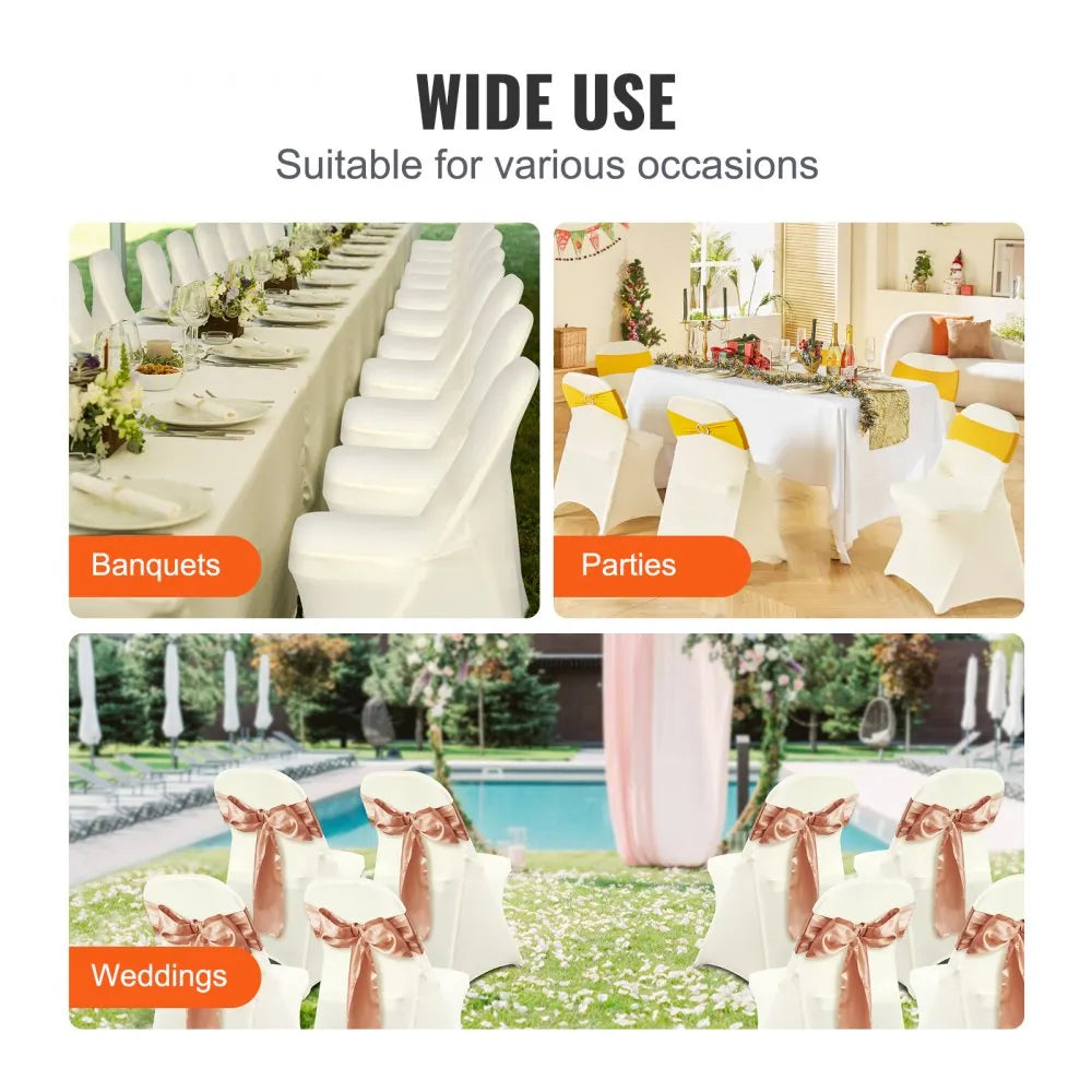 VEVOR 30PCS White Stretch Spandex Folding Chair Covers for Wedding Party Dining