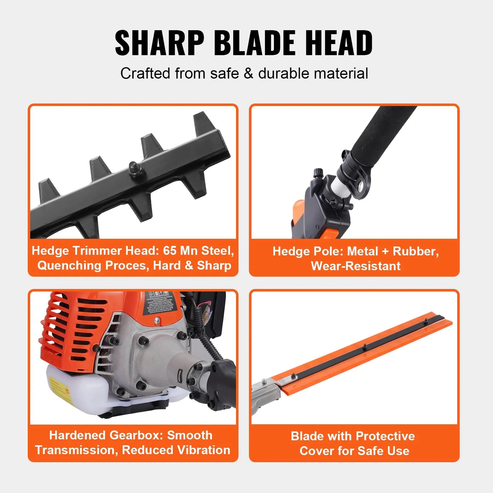 VEVOR 26CC 6-in-1 Multi-Functional Trimming Tools, Gas Hedge Trimmer, Weed Eater, String Trimmer, Brush Cutter, Edger, Pole Saw Chainsaw Pruner with Extension Pole