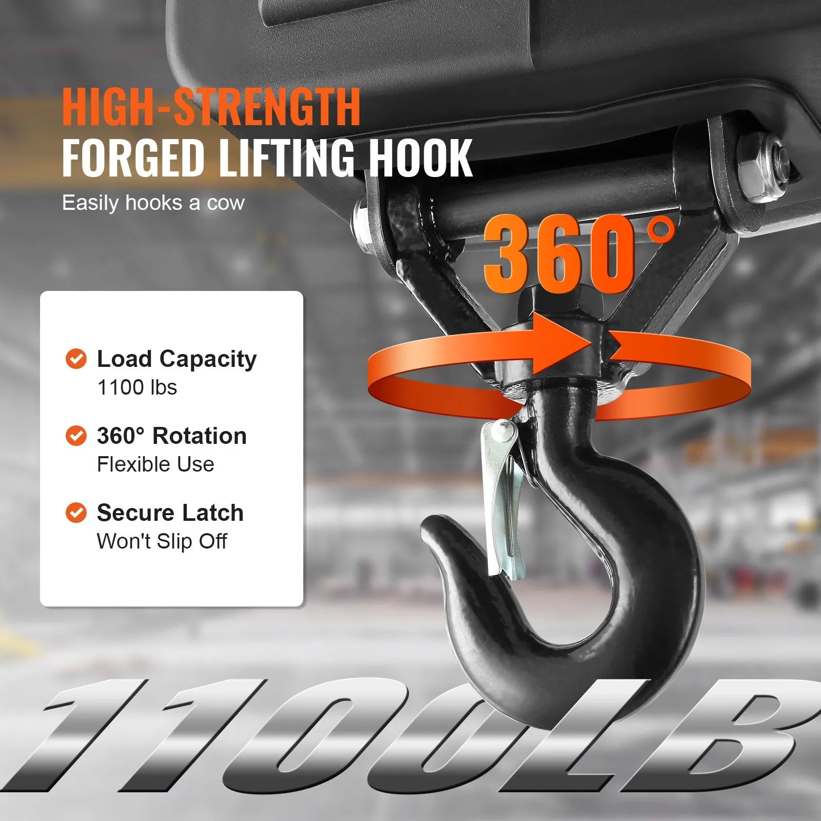 VEVOR 2-in-1 Electric Hoist Winch, 1100 lbs Lift Capacity, 1500W Portable Power Winch Crane, 22.9 ft Lifting Height, 13 ft/min with Wired Remote Control, for Garage, Warehouse, Factory Lifting Towing